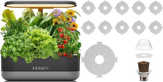 inbloom 12 Pods Hydroponics Growing System, Black and 100 Pcs Grow Labels
