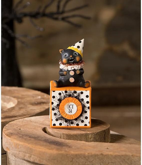 Bethany Lowe - Party Hat Kitty on Block - MA3077