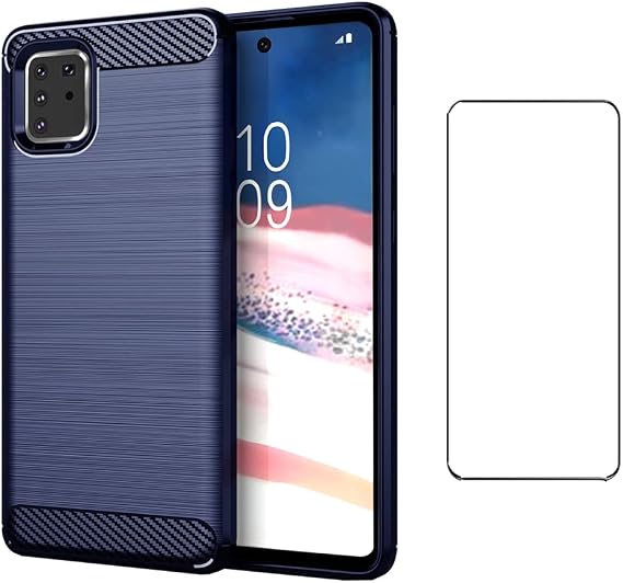 Asuwish Phone Case for Samsung Galaxy Note 10 Lite with Tempered Glass Screen Protector Cover and Cell Accessories Silicone Protective Glaxay A81 Gaxaly M60S N770F Carbon Fiber Women Men Dark Blue
