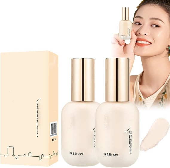 Hydrating Waterproof and Light Long Lasting Foundation, Light Fog Makeup Holding Liquid Foundation, Concealer Foundation Cream for Combination and Oily Skin 2*Ivory