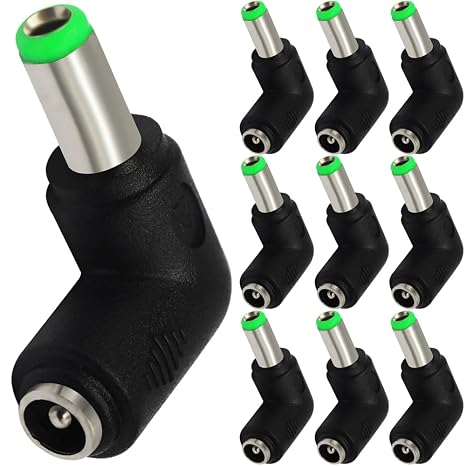 DC Power Converter Adapter, 90 Degree Right Angle 5.5x2.1mm Female to 6.3x3.0mm Male DC Power Plug Jack Connector for Toshibasatellite (10 Pack)