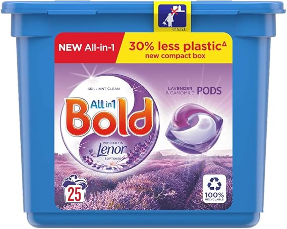Bold All-in-1 Pods Washing Liquid Capsules Lavender & Camomile 25 Washes