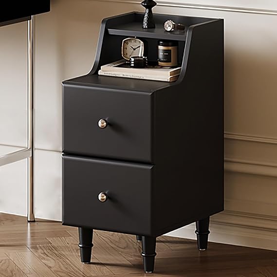 11in Narrow Nightstand, Solid Wood Bedside Tables, Bedside End Table with Storage Drawer, Small Nightstand