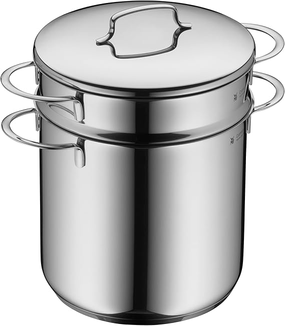 WMF Mini Makarna Tenceresi, 18 cm, 3 L, Metal Kapaklı ve Süzgeç Sepetli, Cromargan® Yüksek Kaliteli Parlak Paslanmaz Çelik, İndüksiyon Uyumlu, İstiflenebilir