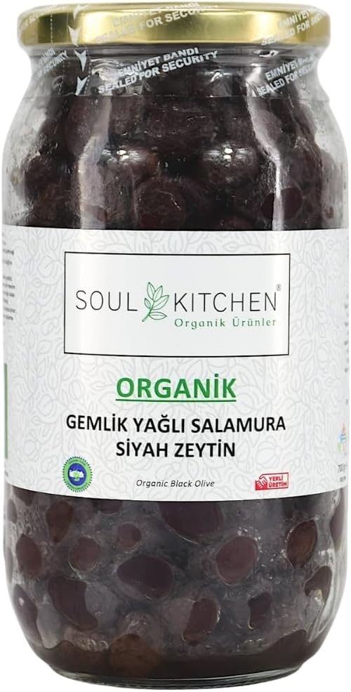 SOUL KITCHEN ORGANİK ÜRÜNLER Gemlik Yağlı Salamura Siyah Zeytin 700gr