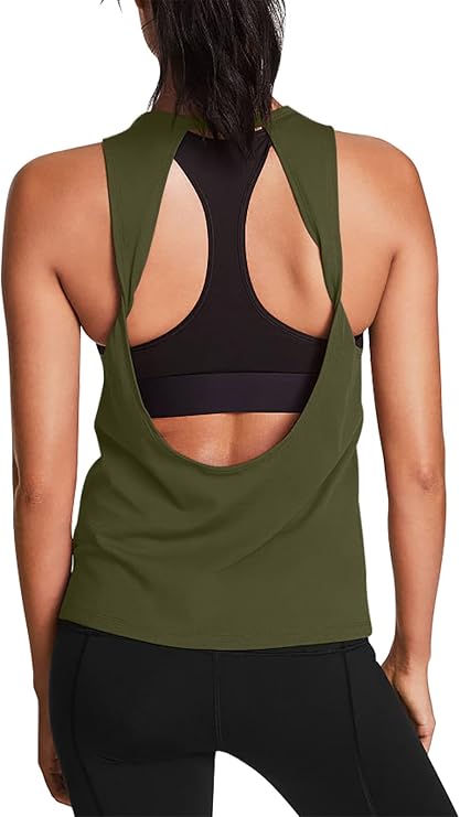 Mippo Workout Tops for Women Open Back Yoga Shirts Athletic Tops