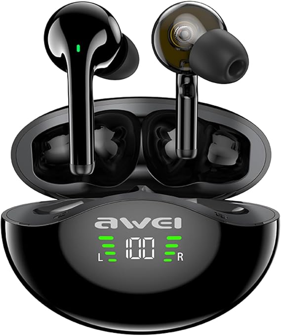 AWEI T12P Bluetooth Earbuds, Bluetooth Ear Buds with Big Bass Stereo Sound, 42 Hours Playtime, Lightweight in-Ear Fit, Wireless Earbuds IPX6 Waterproof Compatible with iPhone, Android, Laptops, TV