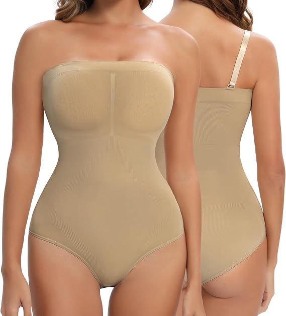 Strapless Shapewear for Women Tummy Control Triangle Bodysuit Body Shaper