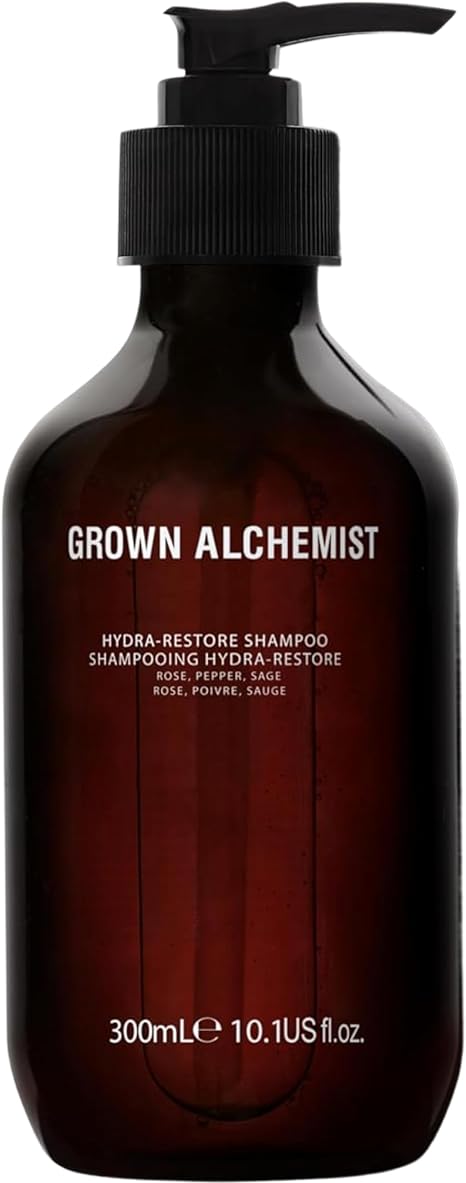 Grown Alchemist Hydra-Restore Hydrating Shampoo - Sage, Pepper & Rose, Sulphate Free - Clarifying Shampoo to Remove Build Up, Deep Cleansing & Hair Strengthening - Natural Vegan Formula 300 ml