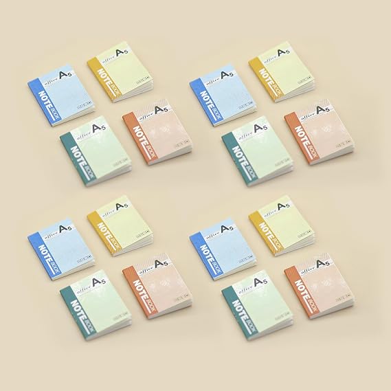 16-Piece Mini Notebook Set, Miniature Dollhouse Accessories, Mini Things, 1/12 Scale Accessories for School Desk, Study Room or Office Scene.
