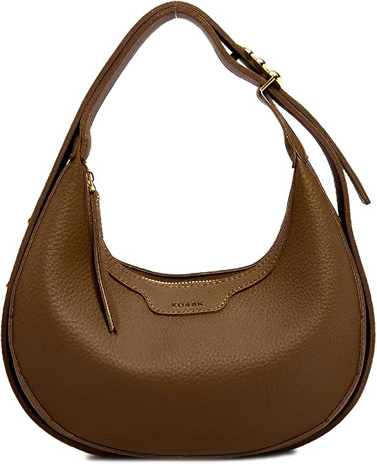 LassZone Leather Crescent Shoulder Bag for Women Crossbody Handbag Saddle Bag Chic Satchel Purse