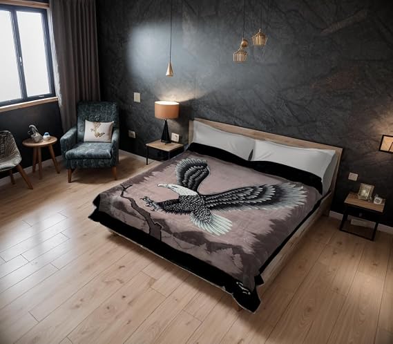 Korean Super Thick Mink Blanket Twin Size 63" x 87" Black Eagle BM118
