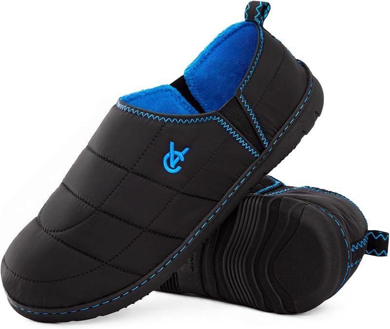 VeraCosy Men's Quilted Two-Tone Slippers with Anti Skid Outsole