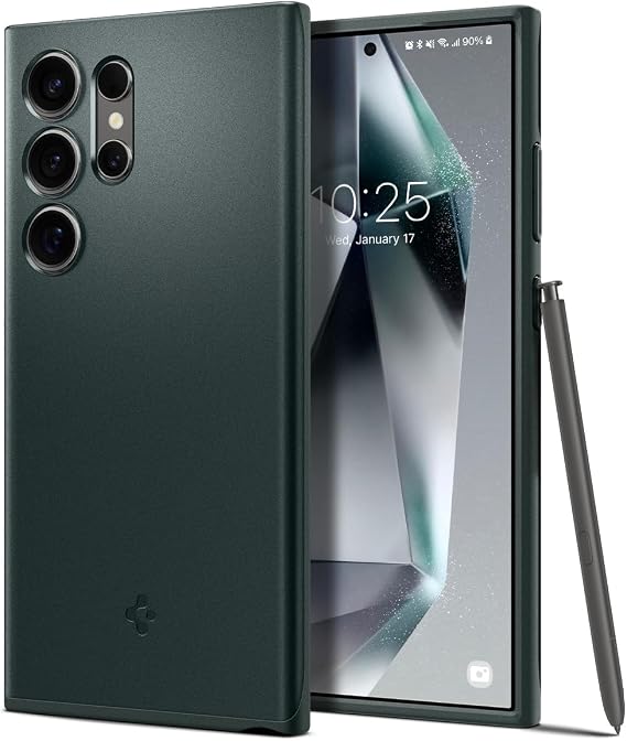 Spigen Thin Fit Designed for Galaxy S24 Ultra Case (2024) [Hard Shell] [Military-Grade Protection] - Abyss Green