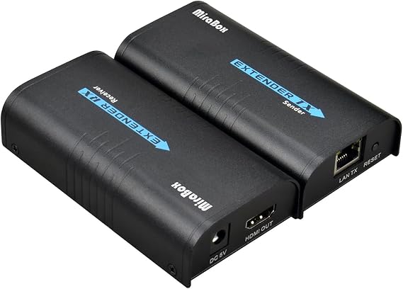 HDMI Extender Over IP/TCP Cat5/5e/6/6e Rj45 UTP/STP Ethernet Lan Switch Network Support 400ft(120m) 1080P Full HD Extension, Black (HSV373 A Pair)