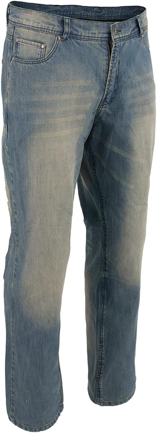 Milwaukee Leather Mens Classic Motorcycle CE Armored Riding Denim Jeans Pants Reinforced with Aramid Fibers