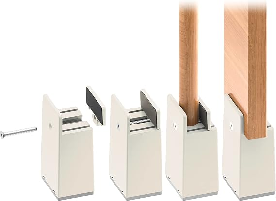 RCHYFEED 10 cm Bed Risers Adjustable Screw Clamp, 4 inch Furniture Risers Heavy Duty 4 Pack Sofa Table Chair Risers Fits 0-1.5" Widths of Furniture Feet, Bed Height RaisersSupports 20,000 lb Beige