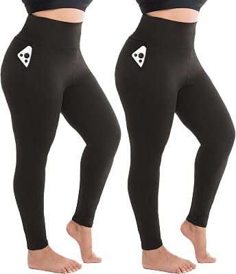 SINOPHANT 2 Pack Plus Size Leggings for Women, High Waisted Buttery Soft Yoga Pants with Pockets for Gym Workout Clothing