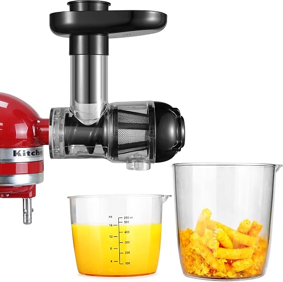 Masticating Juicer Attachment for Kitchenaid Mixers, Black | Slow Cold Press Juicing, Compatible with Kitchen Aid Stand Mixers