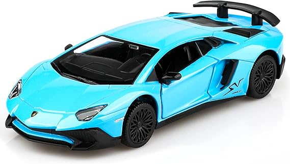 TOKAXI 1/36 Scale Lamborghini Aventador LP750-4 SV Diecast Model Cars, Pull Back Vehicles Toy Cars, Cars Gifts for Boys and Girls (Blue)