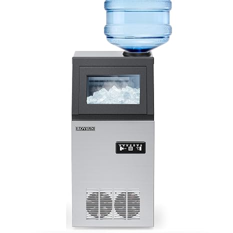 ROVSUN 150LBS/24H Commercial Ice Maker Machine with 2 Water Inlets, Undetcounter Ice Machine with 24lbs Storage Bin, Ice Scoop & Water Filter for Home Office Restaurant Bar Cafe