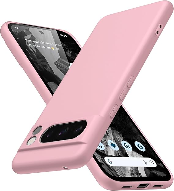 for Google Pixel 8 Pro Case Liquid Silicone,Soft TPU Protective Case,for Google Pixel 8 pro Shockproof Protective CaseFull Body Protective, Slim Fit Durable 6.7inch,Pink JUS21-25