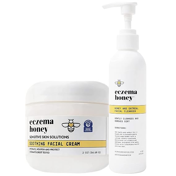 ECZEMA HONEY Oatmeal Facial Cleanser - Soothing Facial Cream - Bundle for Sensitive & Dry Skin - Cruelty Free