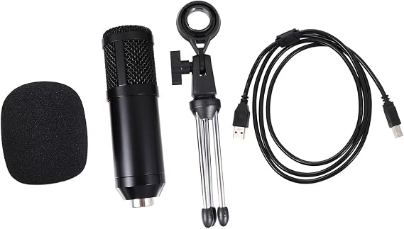 USB Capacitor Microphone Set Bm800 with Desktop Stand 5pcs Black Mesh Condenser Mic for Computer Laptop Recording Podcast Streaming