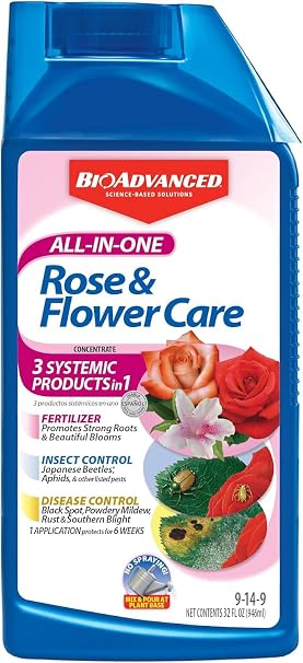 BioAdvanced All-In-One Rose and Flower Care Concentrate - 32 oz Bottle | Rose Fertilizer - Prevents Listed Pests and Diseases - Up to 6 Weeks Protection