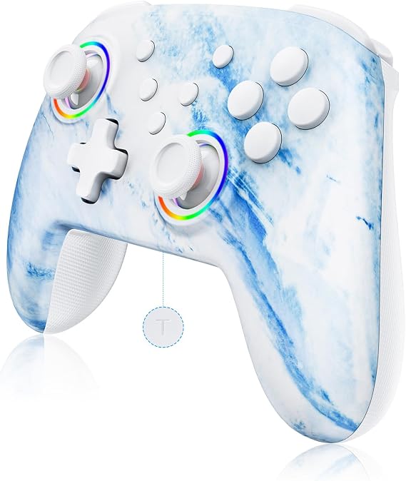 NexiGo Wireless Controller (No Deadzone) for Switch 2 and Switch, Extra Controllers for Nintendo Switch Controllers, Bluetooth Switch Controller, Turbo and LED Light (White & Blue)