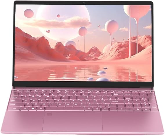Auusda 15.6" Laptop Computer, 4C4T N95 Up to 3.4GHz, FHD Display, Backlit Keyboard, Fingerprint Reader, Big 8000mAh Battery, Win11 Pro, Upgradable to 10TB Storage, T152A, 16GB RAM, 1024GB NVMe, Pink