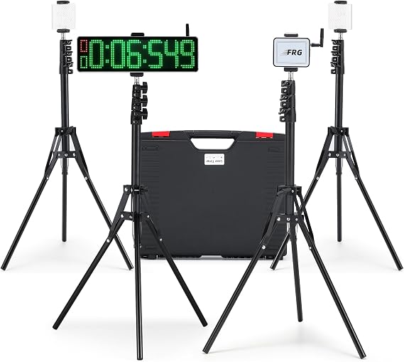 Powered Wireless Laser Timer for Sprints with High Stand | Laser Sprint Timer System, Race Clock with Tripod for Speed Training/Lap/Track Field/Football/Bike/Motorcycle