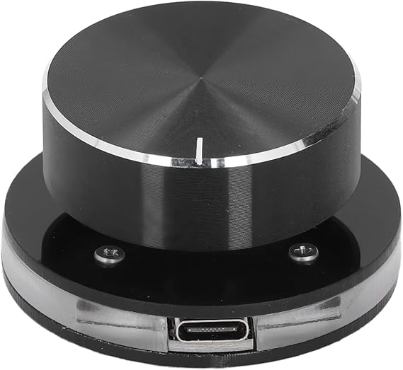 USB Volume Control Knob for Android System PC Multimedia, USB Volume Knob Multimedia Controller with RGB Light, Type C External Media Adjustment Controller, Computer Sound Control