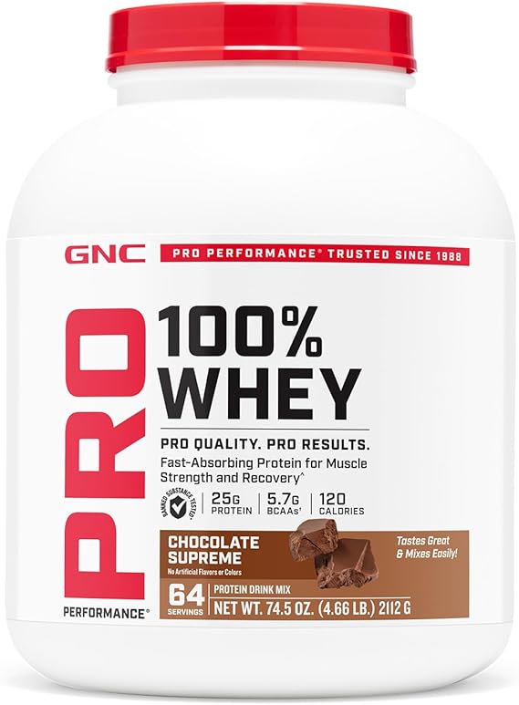 GNC Pro Performance 100% Whey Protein Powder - Chocolate Supreme, 64 Servings, Supports Healthy Metabolism and Lean Muscle Recovery