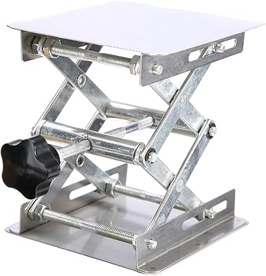 Lab Jack Scissor Stand Platform, Stainless Steel Router Lift Lifting Stand Lifter Lab Lift Stand Table for Router Bench Table Woodworking, Adjustable Height 45mm~150mm Silver