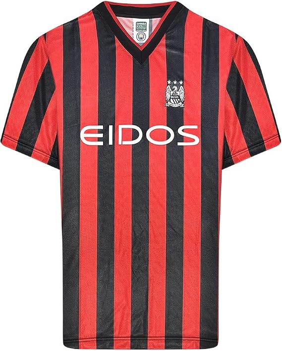 Score Draw Manchester City 2001 Away Retro Shirt Red/Blk
