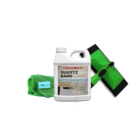 Stone Pro Quartz Nano Guard, Countertop Sealer for Granite, Quartz & Quartzite, Protector Against Oil and Water Borne Stains(1 Quart / 32 oz.) (Quart Bundle)