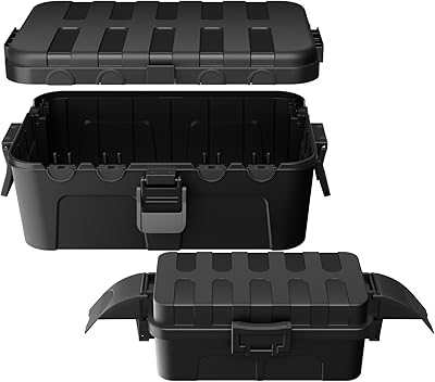 Flemoon 2-Piece Outdoor Waterproof Electrical Box Set 12.5 x 8.5 x 5 Large & 8.1 x 4.9 x 3.1 Small Weatherproof Electrical Boxes for Power Strips, Outlets, Holiday String Lights, Black