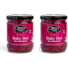 The Cultured Food Company - Organic Ruby Red Sauerkraut 400g Jar x 2-100% Natural Ingredients- Raw & Unpasteurised - Probiotic Rich - Traditionally Fermented Red Cabbage- Handmade - No Preservatives