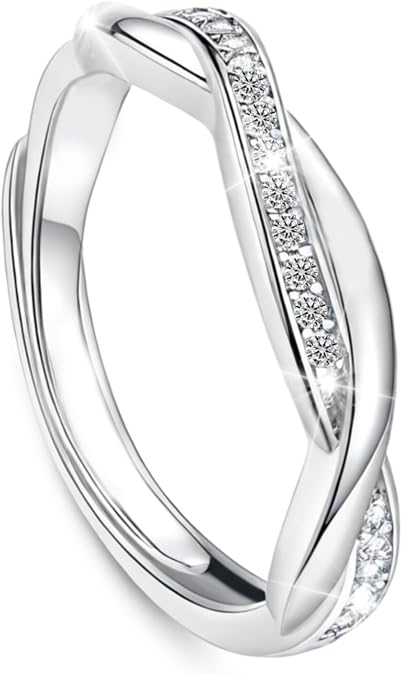 925 Sterling Silver Ring, Adjustable Forever Linked Crossover Thumb Ring