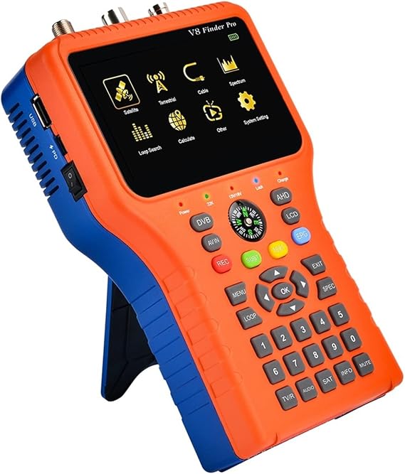TV Signal Strength Meter, Satellite Finder Meter DVB-S2/T2/C Combo HD Digital H.265 HEVC MPEG-4 Terrestrial Signal Finder,Camping Essentials