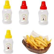 JYTDBCS 4PCS Mini Sauce Containers,25ML Squeezy Sauce Bottles,Honey/soy sauce/Ketchup/Salad Squeezable Sauce Containers,Portable Mini Ketchup Bottle to Go with Screw Cap for Picnic,Work,School
