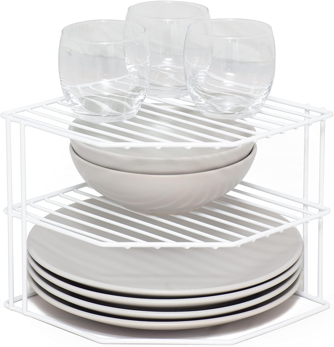 simplywire – 3 Tier Plate Rack - Kitchen Cupboard Organiser – White