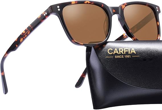 CARFIA Retro Square Mens Sunglasses Polarised Eyewear 100% UV Protection
