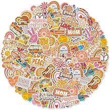 100 Pcs Groovy Boho Hippie Stickers, Boho Rainbow Daisy Flower Stickers, for Water Bottle, Srapbook, Laptop, Phone Case, Teens Girls Adults Hippie Decor Present
