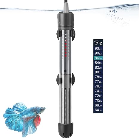 HITOP 100W Adjustable Aquarium Heater, Submersible Fish Tank Heater Thermostat with Suction Cups for 12-30Gal