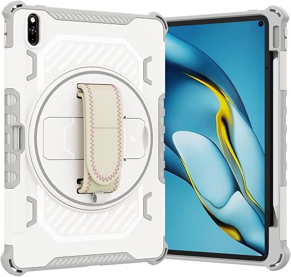 Shockproof Kids Case For Huawei MatePad Pro 11.8 inch,361 Degree Rotating Hand Strap Heavy Duty Rugged Cover,Protective Drop-Proof [Kickstand]+[Shoulder Strap](Grey)