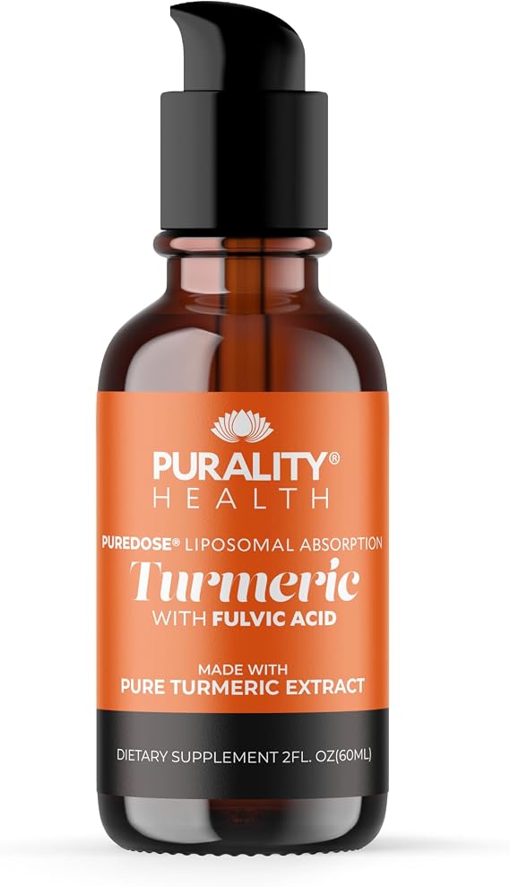 PURALITY HEALTH Liquid Turmeric with Fulvic Acid, Liposomal Enhanced Absorption, 2fl. oz (60ml) Vegan Formula Supports Joint Health & Daily Wellness, Easy-to-Use Pump - 30 Servings