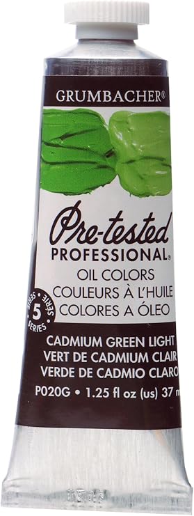 Grumbacher Pre-Tested Oil Paint, 37ml/1.25 oz., Cadmium Green Light (P020G)