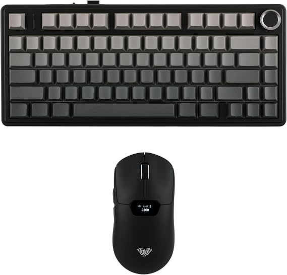 MechLands Aula F75 PRO 75% Gaming Keyboard with SC390 Lightweight Gaming Mouse with Display Screen